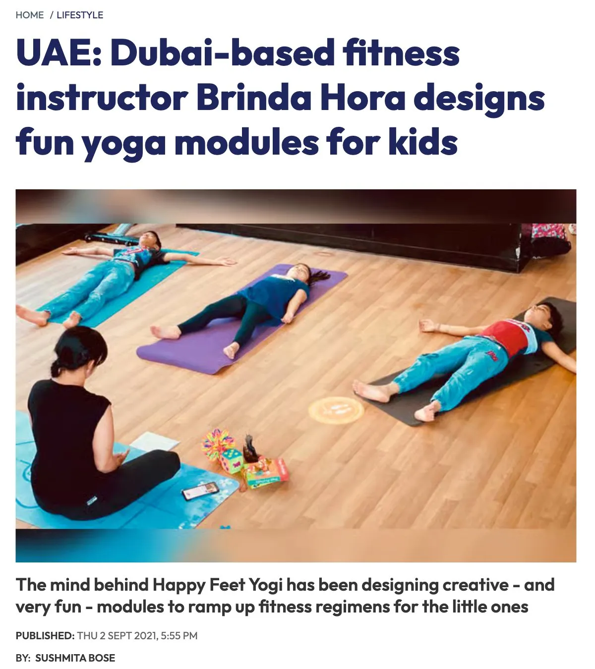 The Khaleej Times article about Brinda Hora